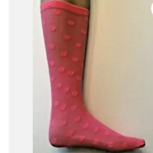 Knee High Socks Kate Spade Pink Coral Polka Dot Sheer One Size